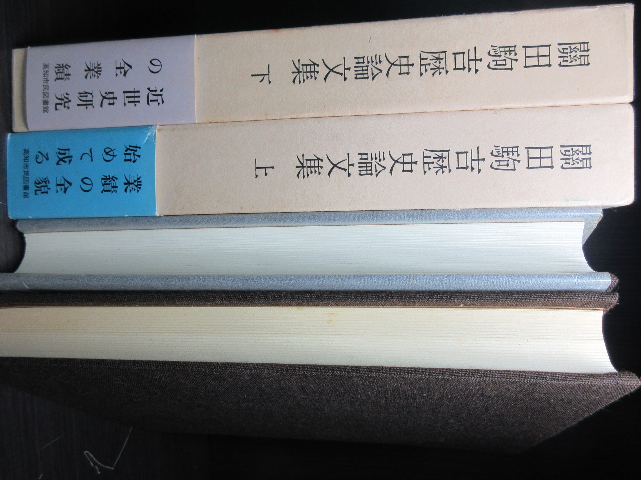関田駒吉歴史論文集 上・下 2冊セット　高知市民図書館　昭和54年 56年